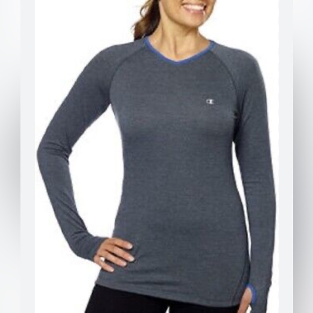 Champion Gray Stripe Long Sleeve Athletic Yoga Top Women’s Small